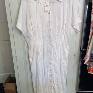 Ann Taylor White Collared Shirt Dress
